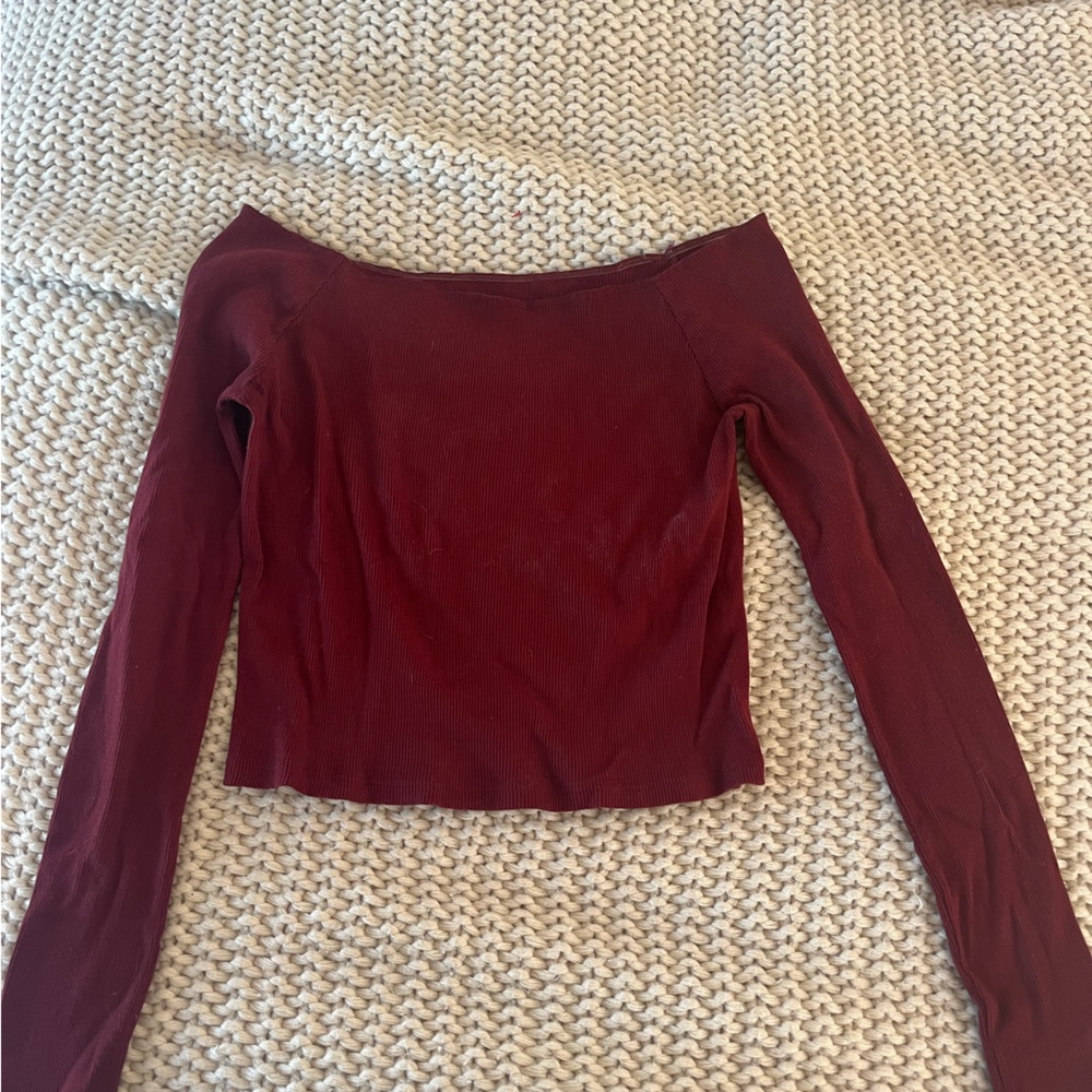 Red long sleeve off the shoulder top